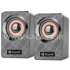 اسپیکر دو تکه Kisonli KS-01 / طراحی زیبا / ولوم دار روی کابل / درگاه اتصالی USB و AUX / دارای وضوح و قدرت صدای بالا / اورجینال